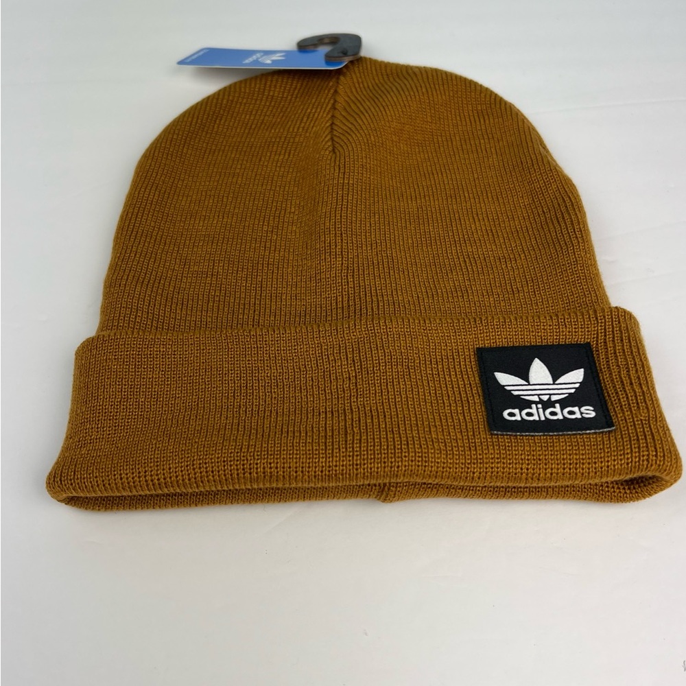 ADIDAS ORIGINALS KNIT BEANIE GOLD BROWN UNISEX LIGHTWEIGHT ONE SIZE WINTER HAT